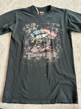Harley-Davidson Black Eagle & American Flag Graphic Tee
